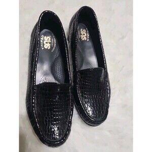 SAS Comfort Loafers Black Patent Croc Leather Size 7M Simplify Everyday loafer